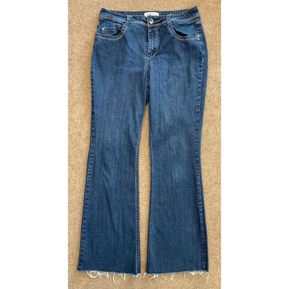 Lei Jeans Womens 9/30 Flare Bootcut Sophia Hiphugger Raw Hem Stretch Y2K Denim
